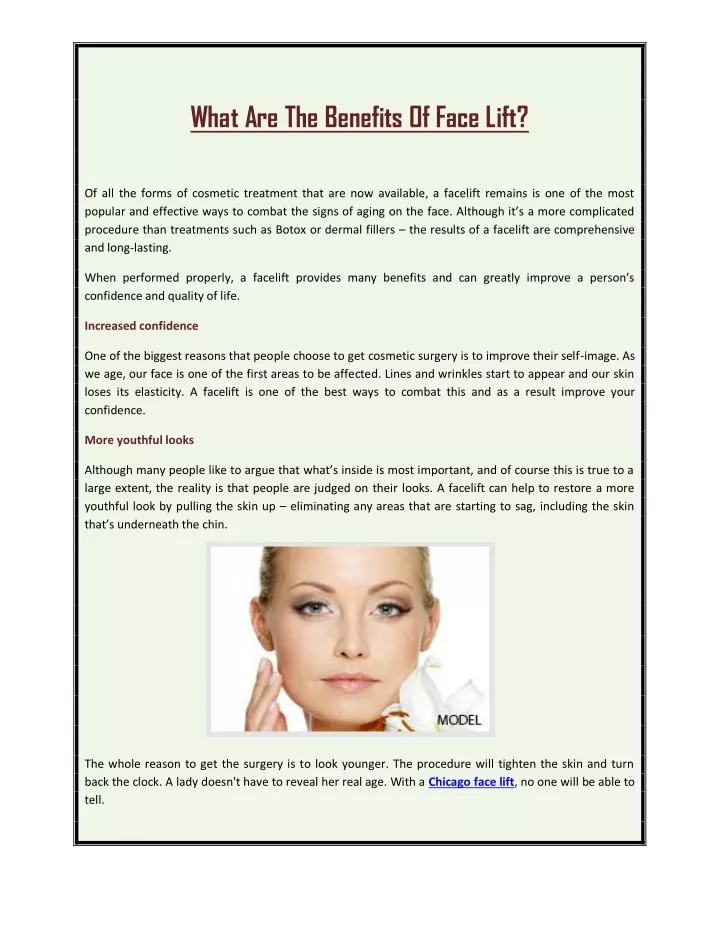 what are the benefits of face lift