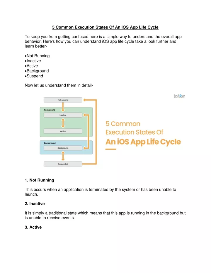 5 common execution states of an ios app life cycle