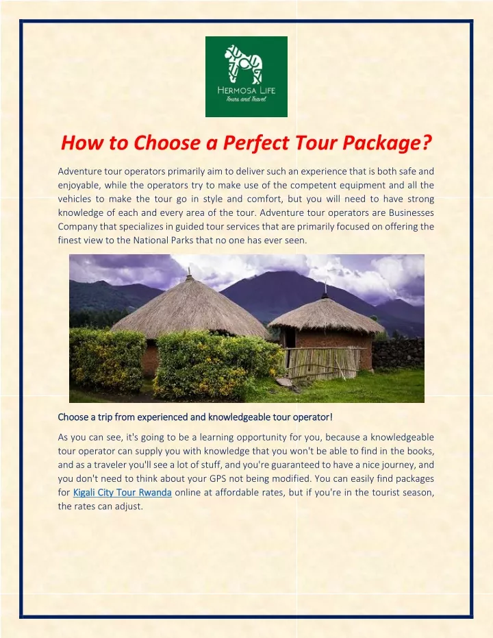 how to choose a perfect tour package
