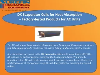 DX Evaporator Coils for Heat Absorption – Factory-tested Products for AC Units