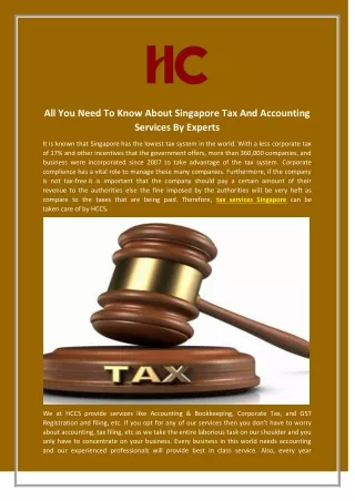 All You Need To Know About Singapore Tax And Accounting Services By Experts