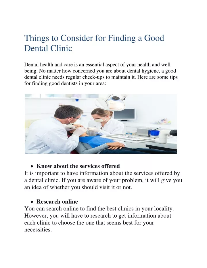 things to consider for finding a good dental