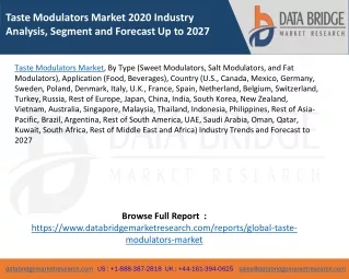 taste modulators market 2020 industry analysis