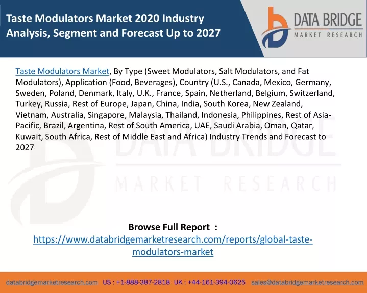 taste modulators market 2020 industry analysis