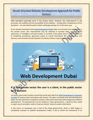 Result Oriented Website Development Approach for Public Sectors