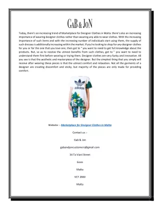 Marketplace for Designer Clothes in Malta | Gabandjon.com
