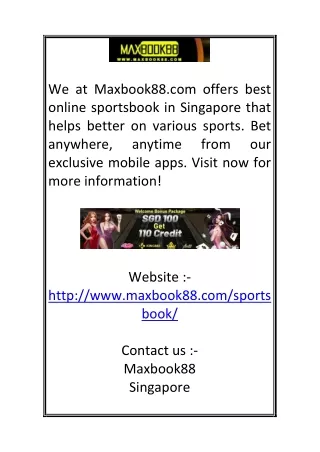 Singapore Online Sportsbook | Maxbook88.com