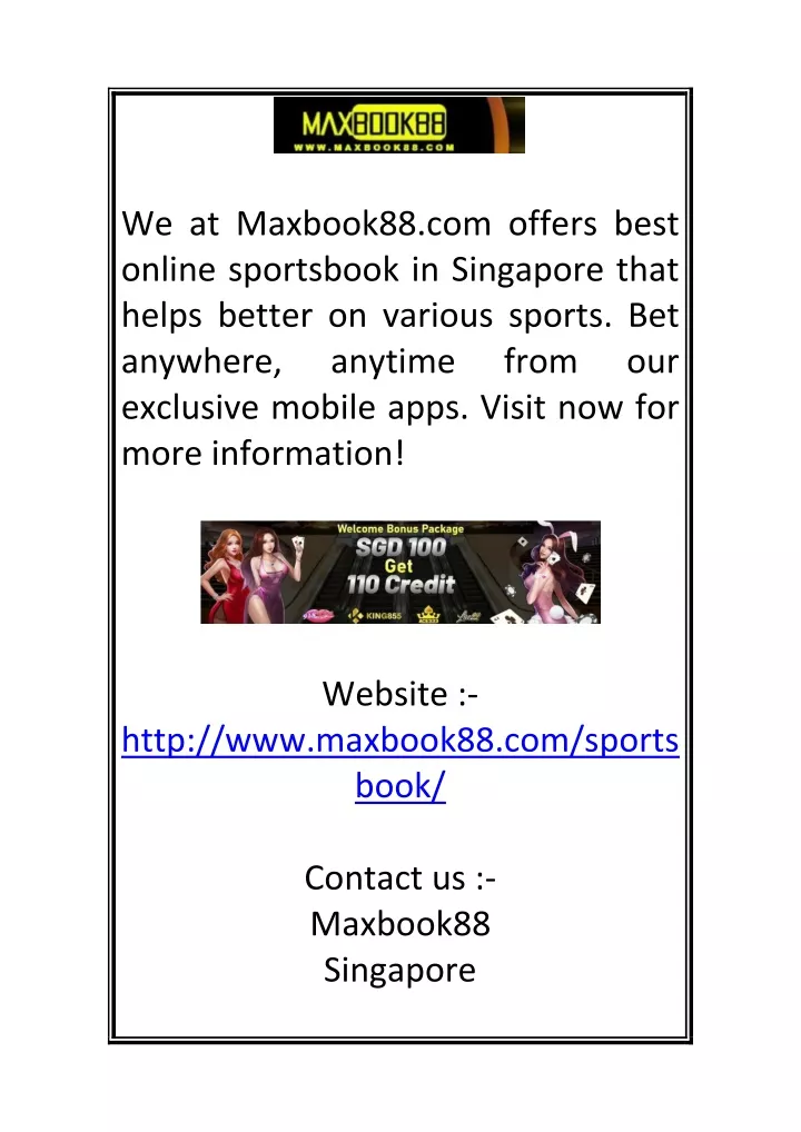 we at maxbook88 com offers best online sportsbook