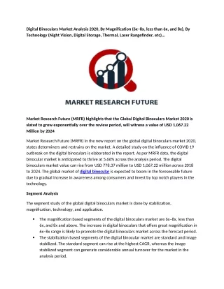 Digital Binoculars Market Analysis 2020, By Technology