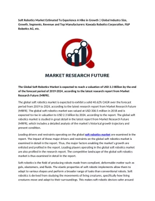 soft robotics market estimated to experience