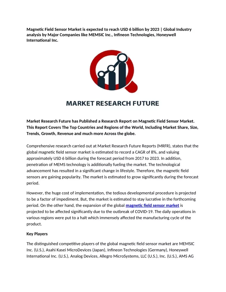 magnetic field sensor market is expected to reach