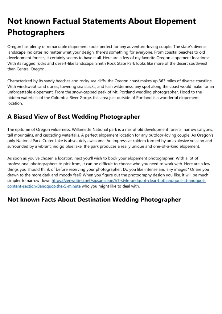 not known factual statements about elopement