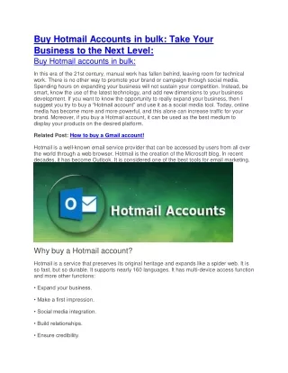 Buy Hotmail PVA Accounts - Buy Bulk PVA Accounts