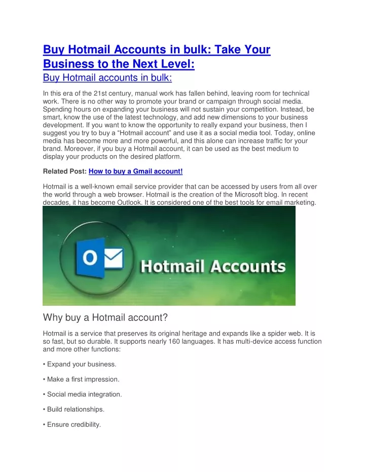 buy hotmail accounts in bulk take your business