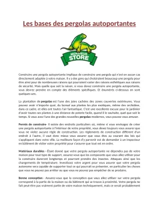 les bases des pergolas autoportantes