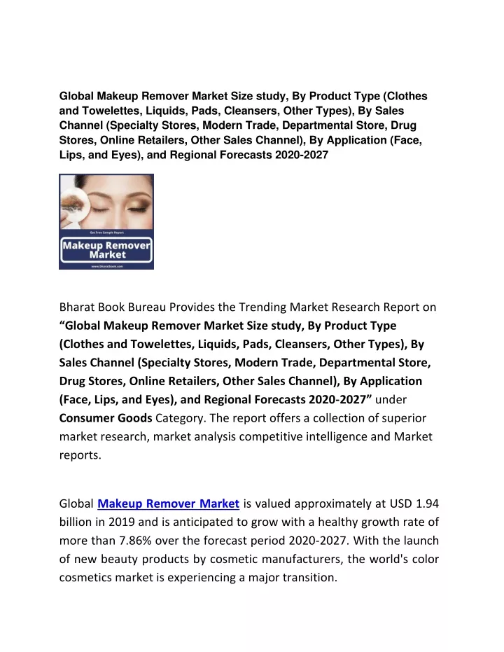global makeup remover market size study