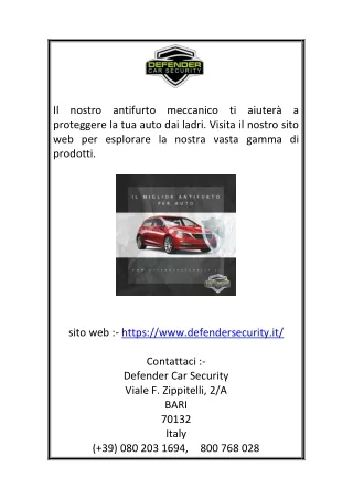 il nostro antifurto meccanico ti aiuter