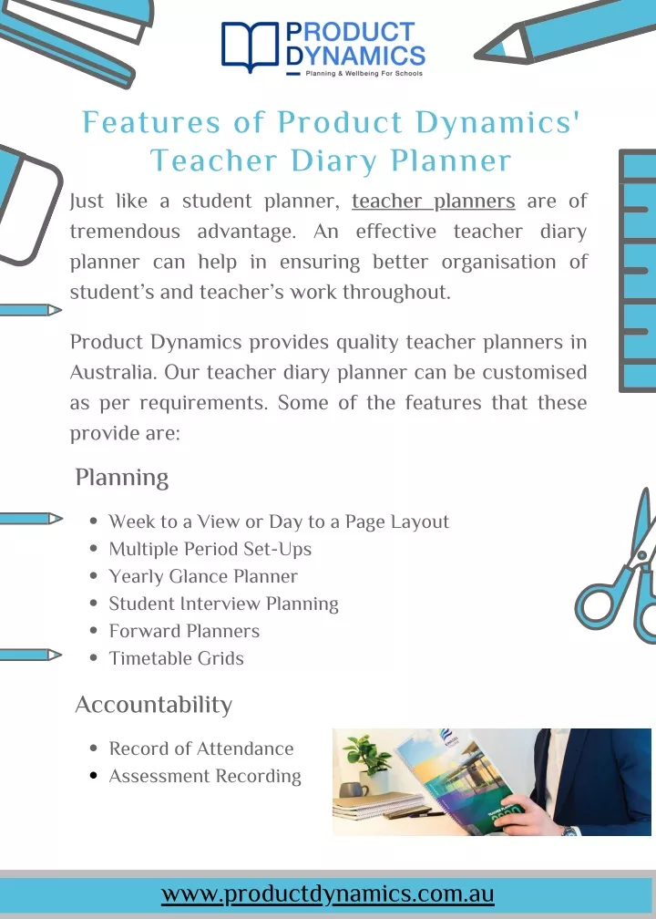 features of product dynamics teacher diary planner