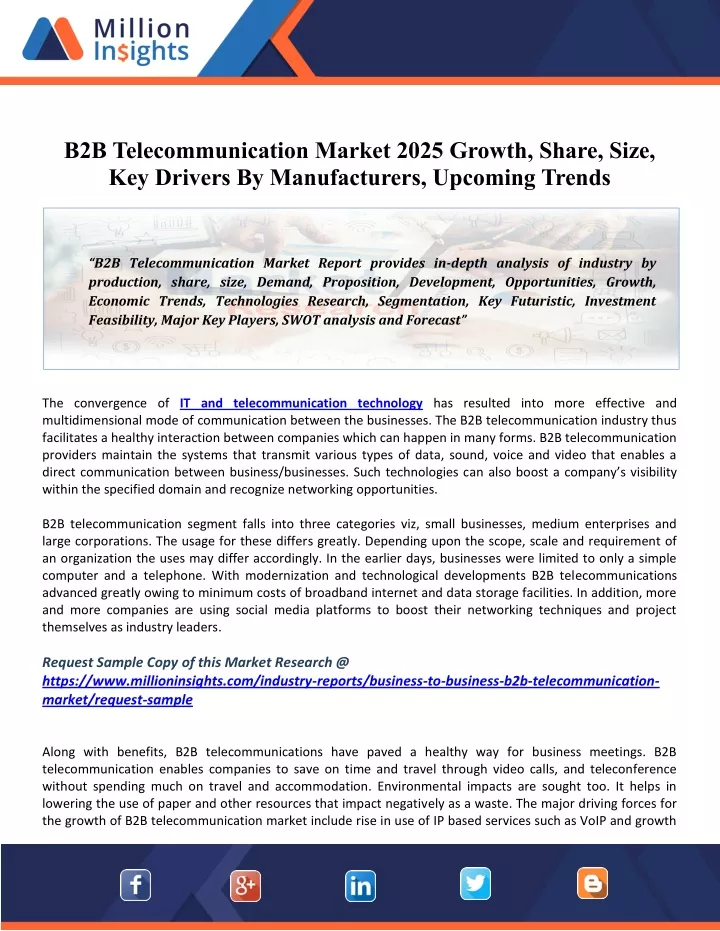 b2b telecommunication market 2025 growth share