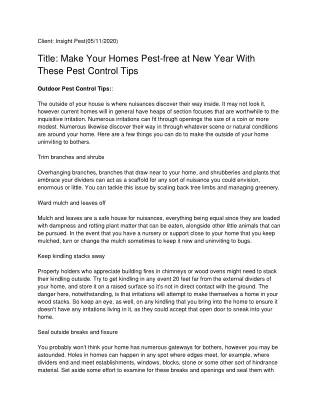 client insight pest 05 11 2020 title make your