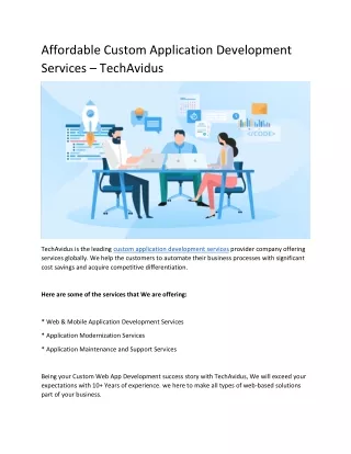 Affordable Custom Application Development Services - TechAvidus