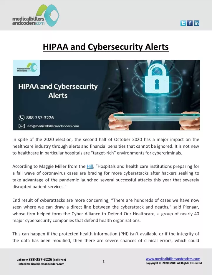 hipaa and cybersecurity alerts