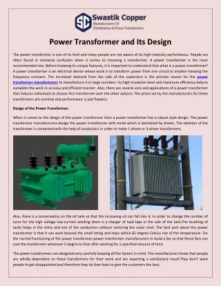 Power Transformer And Its Design