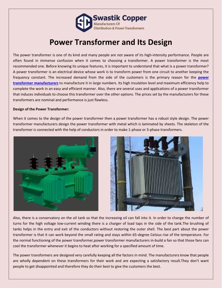 power transformer and its design