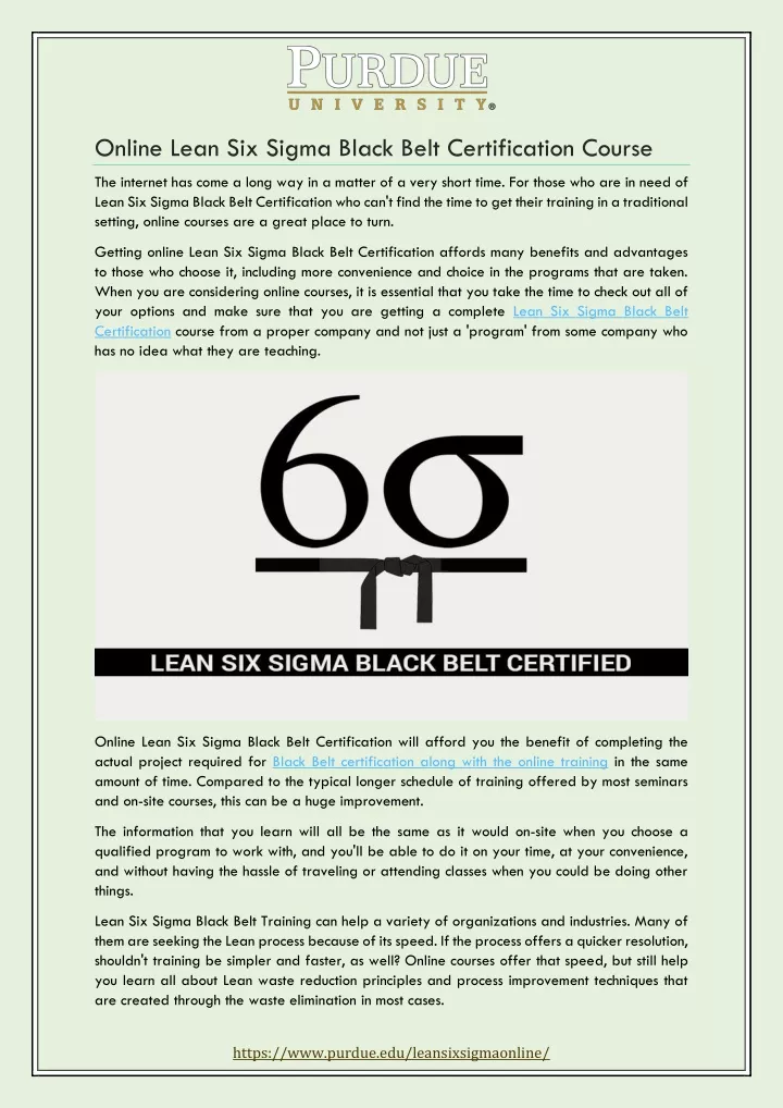 online lean six sigma black belt certification