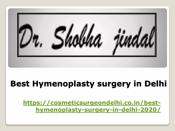 best hymenoplasty surgery in delhi