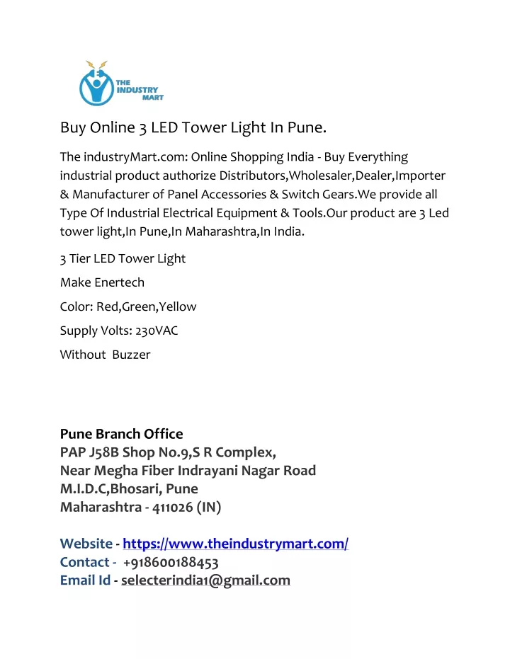 buy online 3 led tower light in pune