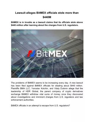 lawsuit alleges bitmex officials stole more than