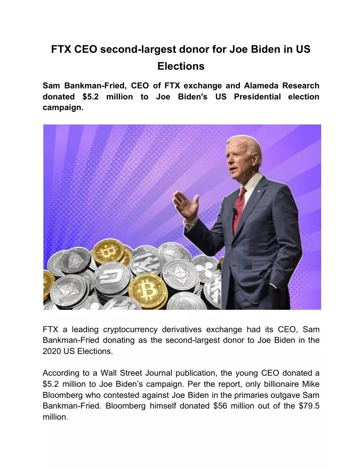 ftx ceo second largest donor for joe biden