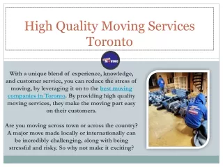 high quality moving services toronto