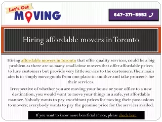 hiring affordable movers in toronto