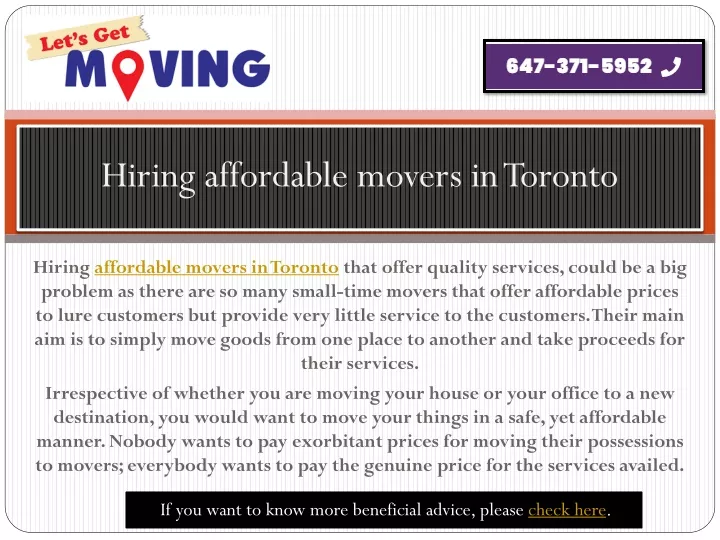 hiring affordable movers in toronto