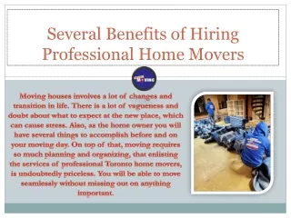 Several Benefits of Hiring Professional Home Movers