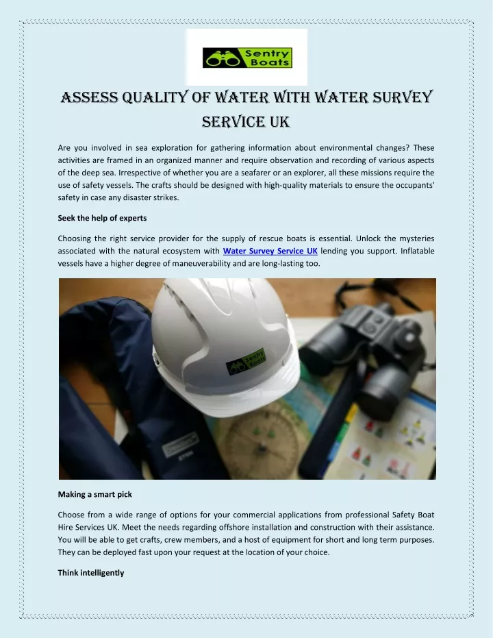 assess quality of water with water survey service