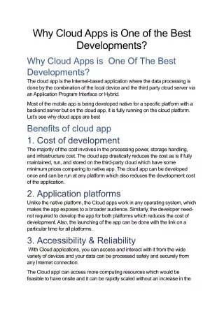 why cloud apps is one of the best developments