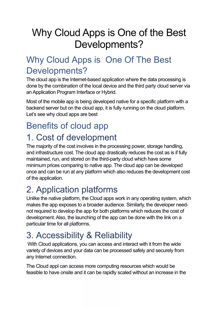 why cloud apps is one of the best developments