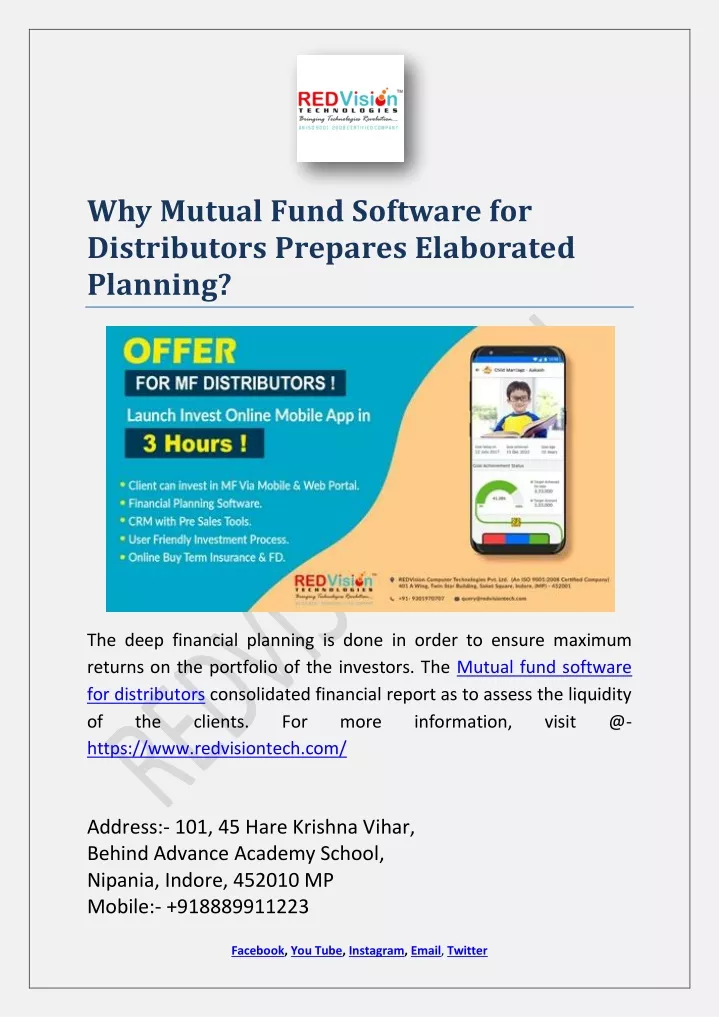 why mutual fund software for distributors