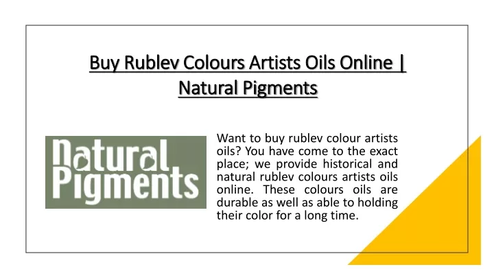 buy rublev colours artists oils online natural