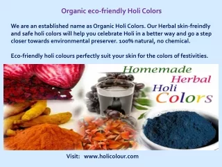 Play Safe Holi with Natural colors and Organic eco friendly holi colours