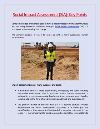 social impact assessment sia key points social