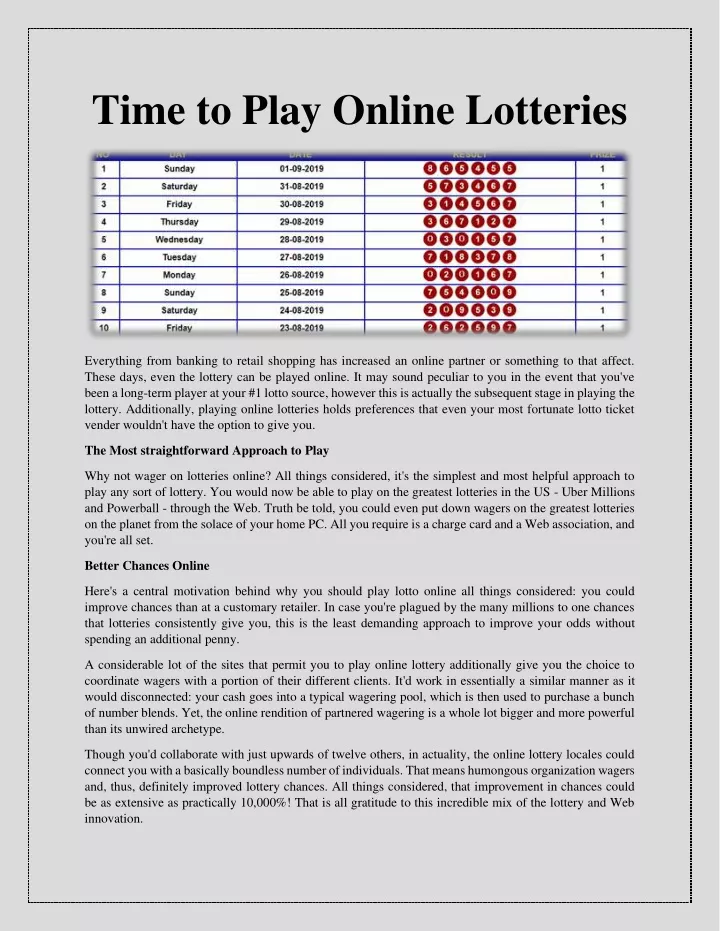 time to play online lotteries