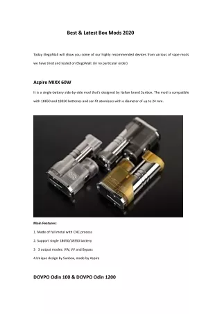best latest box mods 2020