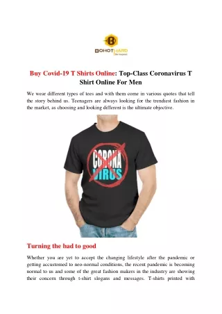 Buy Covid-19 T Shirts Online: Top-Class Coronavirus T Shirt Online For Men