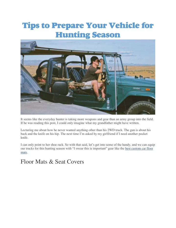 tips to prepare your vehicle for hunting season