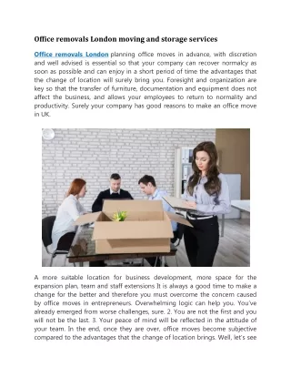 office removals london moving and storage services