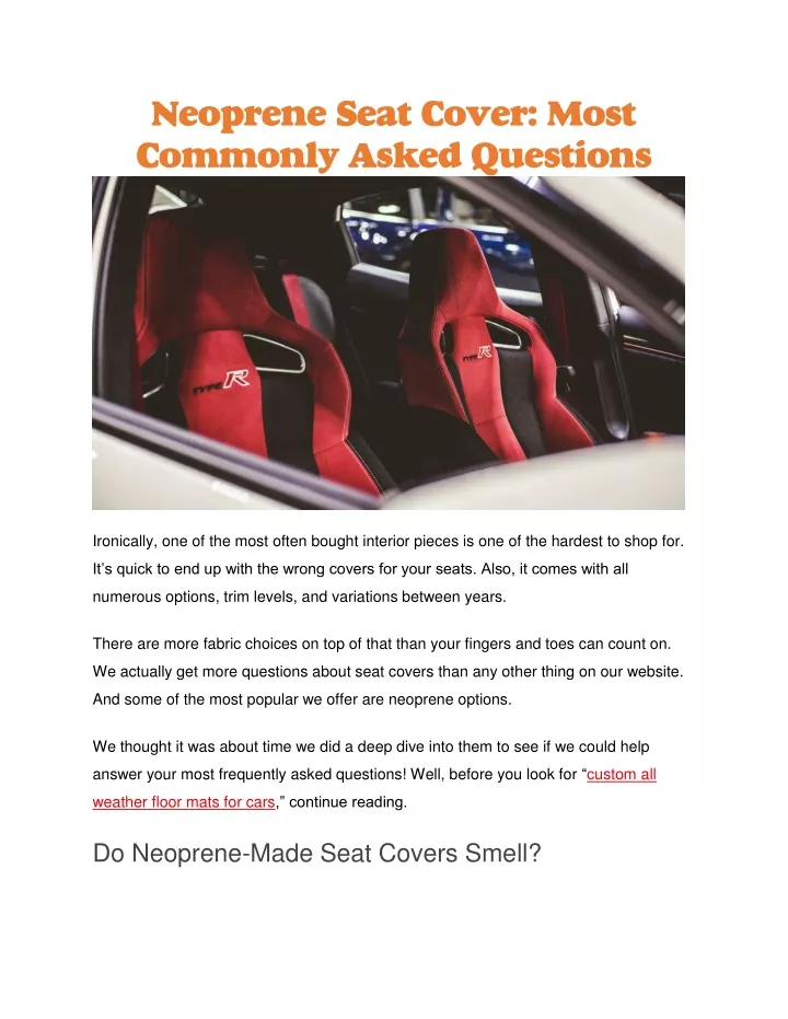 neoprene seat cover most commonly asked questions